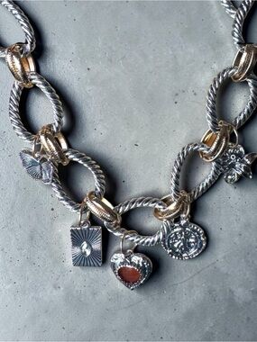 Charm Necklace Two-Tone Rope Link